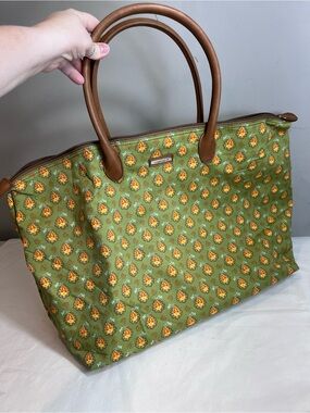Longaberger Homestead Collection green paisley Large Weekender Travel Tote